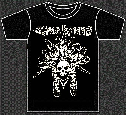 CRIPPLE BASTARDS \"Indian skull\" (tshirt, white print)