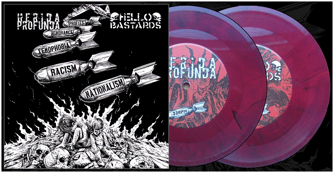 HERIDA PROFUNDA / HELLO BASTARDS \"Split\" [RED/BLACK MARBLE EP!]